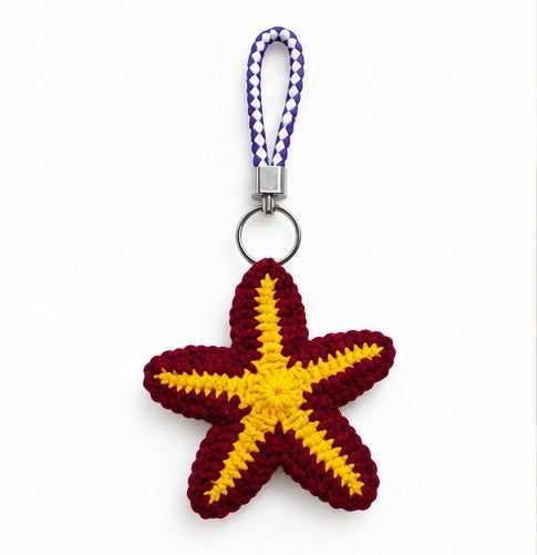 Handmade Crochet Starfish Keychain | Ocean-Inspired Bag Charm & Gift Accessory
