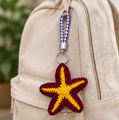 Handmade Crochet Starfish Keychain | Ocean-Inspired Bag Charm & Gift Accessory