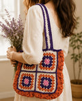 Handmade Crochet Granny Square Tote Bag – Aesthetic Shoulder Bag | Reusable Boho Handbag for Everyday Use