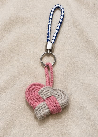 Handmade Crochet Heart Knot Keychain | Cute Bag Charm & Gift Accessory