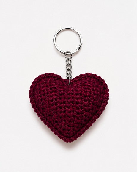 Handmade Crochet Heart Keychain – Cute Heart Bag Charm | Aesthetic Gift for Bags, Keys & Backpacks